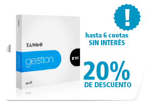 Tango Gestión 20% de descuetno + hasta 6 cuotas sin interés.